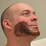 My husband trying the Chocolate Facial Mask on his beard!