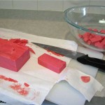 Cutting Pink Soap Chunks