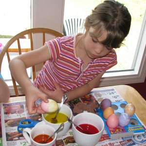 My youngest dying eggs