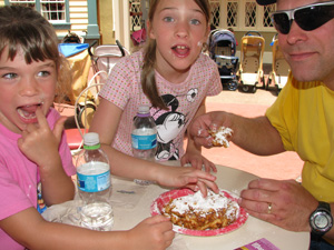 Eating funnel cake