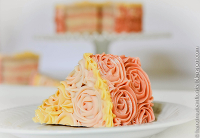 Strawberry Lemon Ombre Rose Cake by Zahida